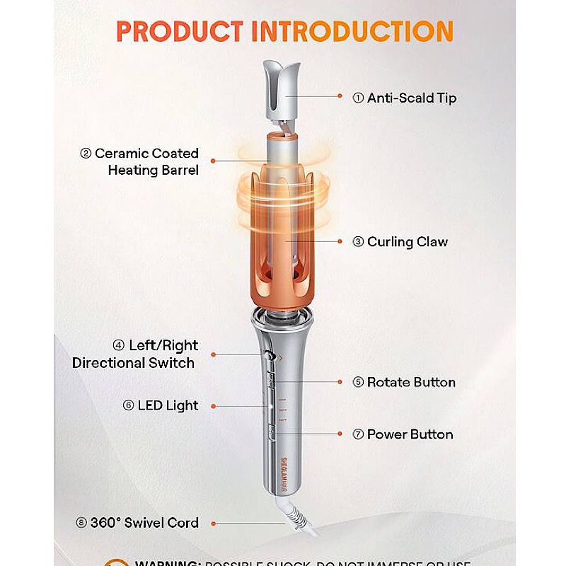 دستگاه کرلی مو اتوماتیک چرخشی شیگلم Sheglam